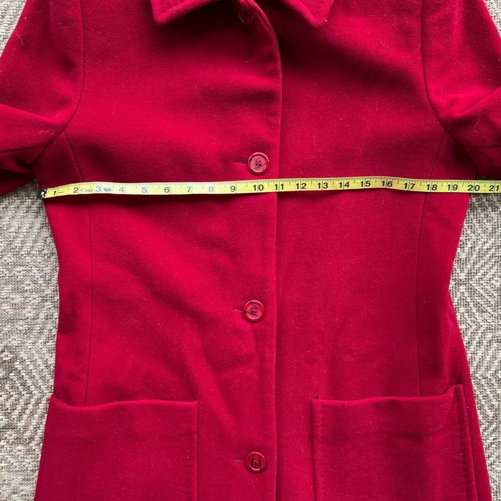 Vintage Pendleton Red Wool Cashmere Coat Jacket Midi Long Womens Size 8 - Picture 4 of 9